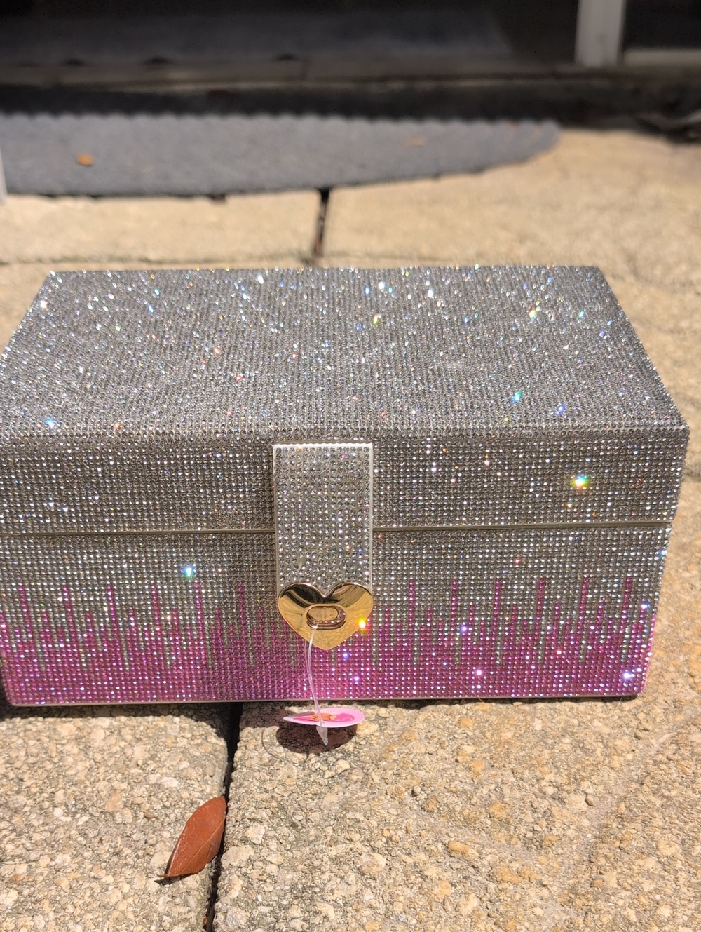 Sparkling Silver & Pink Jewelry Box with Heart Lock By Paris Hilton